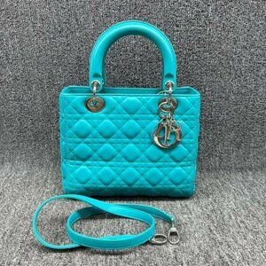 Authentic Dior Lady Lambskin Leather Medium Satchel Bag 090925